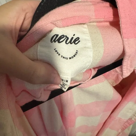 Aerie Pink and White Flannel Shirt - Picture 4 of 4